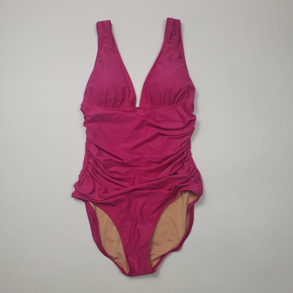 J.Crew Ruched V-Neck One-Piece Swimsuit Pink Radiant Fuchsia NWT $118 -Pick Size - Picture 12 of 14